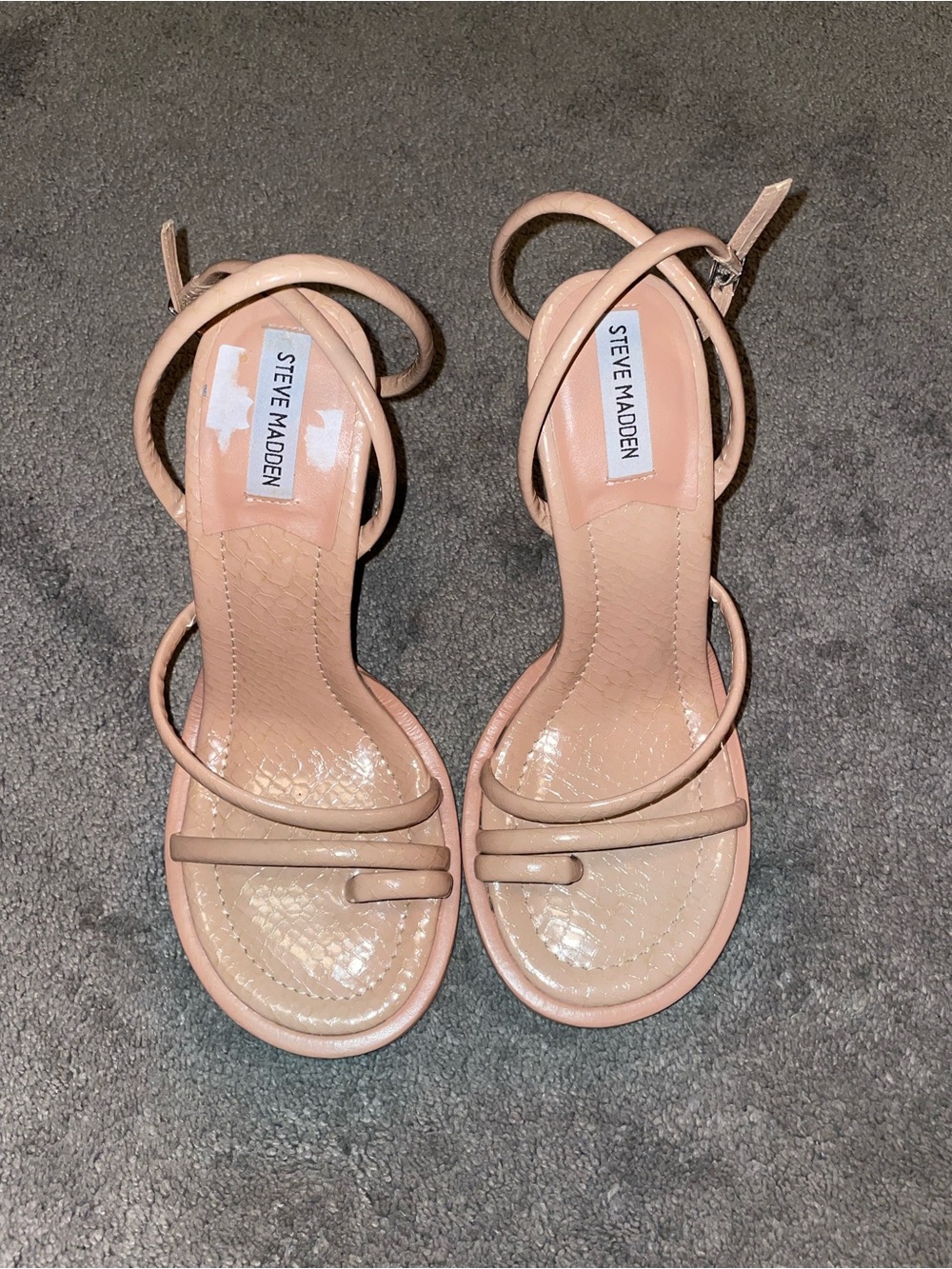 NWOT Steve Madden Nude Snake Print Wrap Heels Size 9